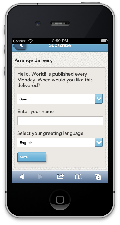 Screenshot of BERG Cloud Remote on an iPhone